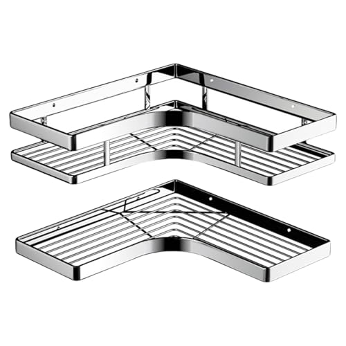 jojnsha Badezimmer-Aufbewahrungsregal mit Haken und Seifenhalter, rostfreie Edelstahlmaterialien für Dusche oder Küche, täglichen Gebrauch, Edelstahl-Duschregal von jojnsha