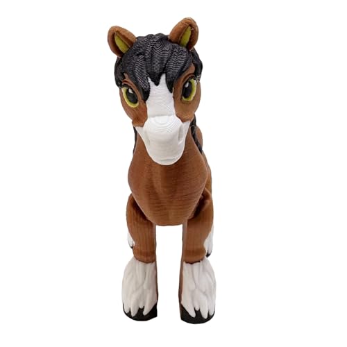 jojnsha Bewegliche Miniaturfigur mit Gliedmaßen und Schwanz, kleines Pferd, für Kinder und Sammler, Schreibtisch-Dekoration mit lebendigen Farben, künstlerische Miniatur-Pferd-Skulptur von jojnsha