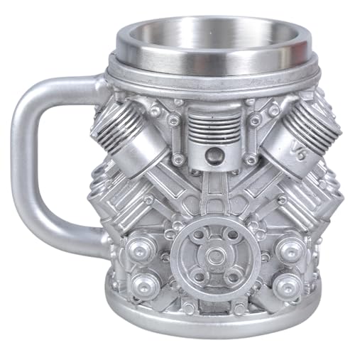 jojnsha Edelstahlharz Isoliert Kaffeetasse Mit Motor Mechanischer Detail Bierbecher Für Automobilbegeisterte Mechanische Themen Edelstahlbecher von jojnsha