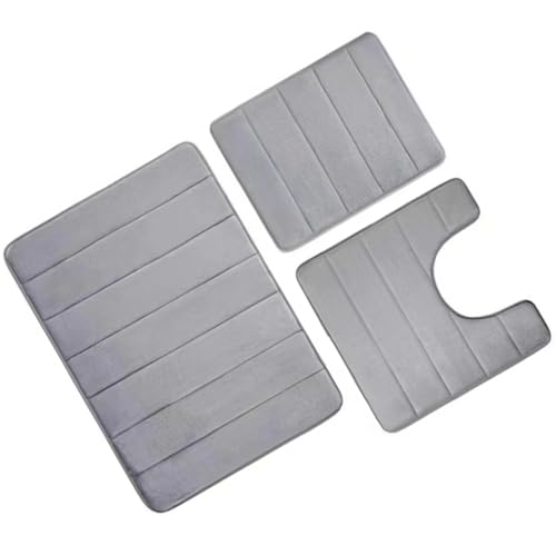 jojnsha Flanell-Badezimmerteppich-Set, rutschfeste Badematten, weich, saugfähig, waschbar, für Dusche, Zuhause, Fitnessstudio und Fitnessstudio, Bodenmatten von jojnsha