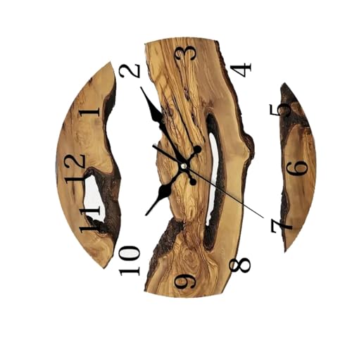 jojnsha Klassische Wanduhr mit Holzmaserung, 30 cm, leiser Mechanismus, klares gehärtetes Glas, für Schlafzimmer und Küche, rund von jojnsha