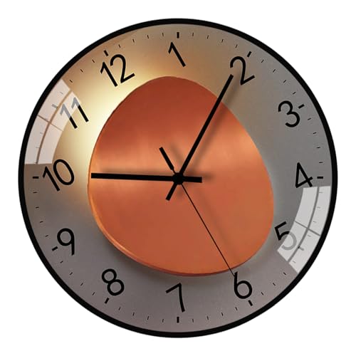 jojnsha Moderne Wanduhr aus gehärtetem Glas, 20,3 cm, leises Design, nicht tickend, für Schlafzimmer, Küche, Büro, Dekoration, Schlafzimmer-Uhr von jojnsha