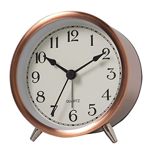 jojobasec Nordischer Luxus-Wecker, stumm für Kinder, Schüler, Schreibtisch, Tischuhr, Schlafzimmer, Arbeitszimmer, Siple, Metall, galvanisierte Uhr von jojobasec