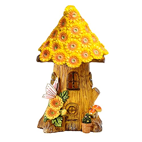 Solar Feenhaus LED Gartenleuchten Pilzhaus: Pilz Gartenfigur Statue Garten Solarleuchten Solarlampen Puppenhaus Feengarten Zubehör Außen Outdoor Rasen Terrassen Weihnachten Miniatur Deko Ornamente von jojofuny