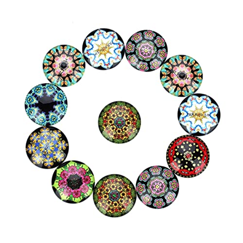 jojofuny 1 Satz 20 Stück runder Glasfleck Handwerk Edelsteine runden LED runder Cabochon aus Glas Flecken Schmuckmaterial selber Machen Schmuckaufnäher von jojofuny