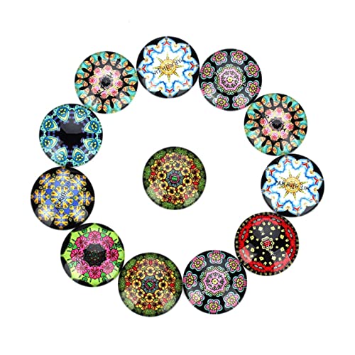 jojofuny 1 Satz 20 Stück runder Glasfleck runden gestrichen Schmuckmaterial selber Machen Schmuckaufnäher Edelsteine ​​Glasaufkleber Flecken runder Cabochon aus Glas von jojofuny