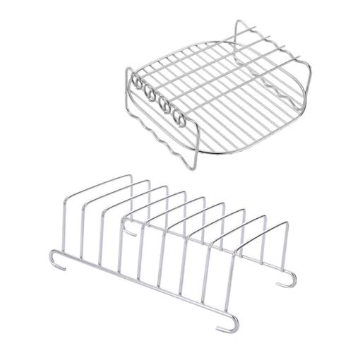 jojofuny 1 Satz 2St Zubehör für Heißluftfritteusen Mini Heißluftfritteuse Spießregale edelstahlrost toastständer mikrowelle Toaster Fritteusengrill aus Edelstahl Friteusenteile Silver von jojofuny