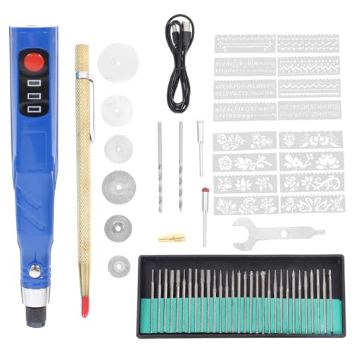 jojofuny 1 Satz Elektrisches Schleifstichstift -Set USB ladegeräte schmuckherstellung Elektrischer Gravurstiftset Carving Tools Werkzeug Glas Ätzmaschine graviermaschine für Glas Abs Blue von jojofuny