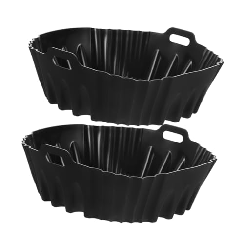jojofuny 1 Satz Luftfritteuse Friteuse Fettdicht Liner Zubehör Tablett Ersatz Nicht Airfryereinsatz Aus Silikon Silikonschale Airfryer-korbschale Airfryer-einsätze Kieselgel Schwarz 2 Stück von jojofuny