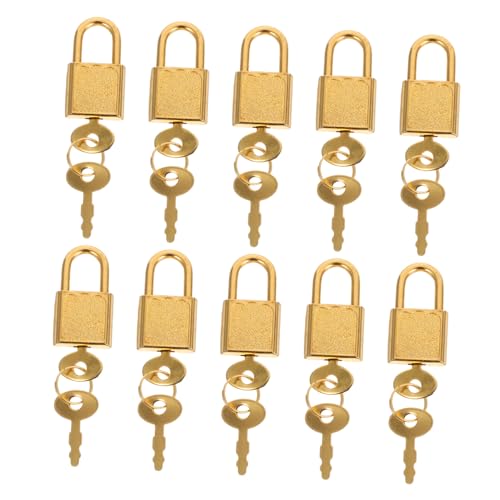 jojofuny 10 Sätze Mini Vorhängeschloss mit Schlüssel Goldenes Vintage Schmuckkastenschloss Stabiles Kleines Schloss mit Passendem Schlüssel für Tagebücher Aufbewahrungsboxen Schatztruhen von jojofuny