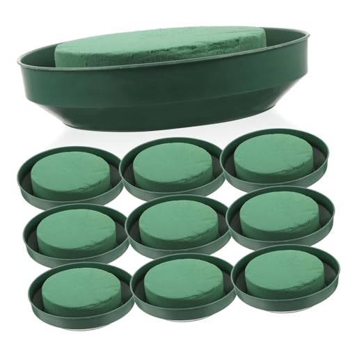 jojofuny 10 Stück Rundblumenschaum mit Schale Blumensteckschaum mit Starkem Wasseraufnahmevermögen Langlebiger Blumenschlamm für Kreative Blumenarrangements und Frische Dekorationen von jojofuny