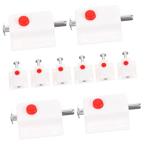 jojofuny 10 Stück Teiliges Kunststoff bolzenschloss mit Federmechanismus Robuster Türschlossriegel für Schranktüren und Fenster Einfach zu Montieren Langlebig Weiß mit Abdeckung Vielseitig von jojofuny
