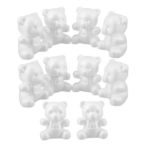 jojofuny 10 Stück Teiliges Polystyrol Schaumstoff Bärenform Weiß Unfertige DIY Bastelrohlinge für Blumenarrangements Hochzeit Partydekorationen Originelles Gestalten von jojofuny