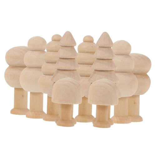 jojofuny 10 Stück Teiliges Unbehandelte Holzbäume zum Bemalen Glatte Mini Holzbäume für DIY Bastelprojekte Kreative Holzornamente Sichere Natürliche Holzfiguren für Heimdekoration und von jojofuny