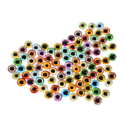 jojofuny 100 Stück Glas Augen Patches für DIY Schmuckherstellung Realistische Puppenaugen Bastel Zubehör Flache Praktische Augenperlen für Kreative Handarbeiten von jojofuny