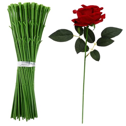 jojofuny Künstlicher Blumenstiel 100 Stück Packung Flexibel Robust Grüner Blumendraht Für Selbstgemacht Blumendekoration Künstliche Blumenstiele Für Hochzeiten Partys Blumenkopf von jojofuny