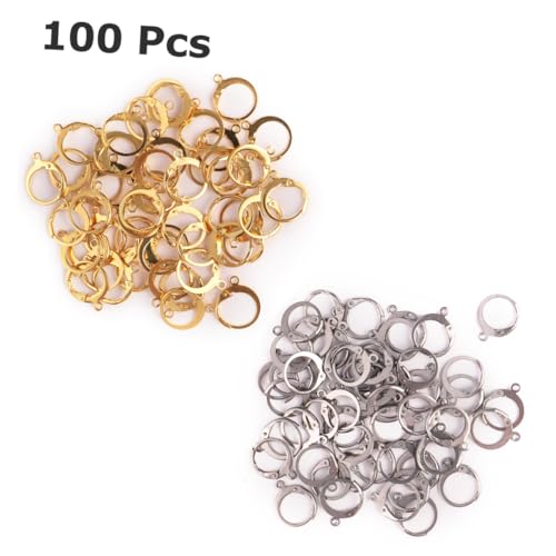 jojofuny 100 Stück Ohrringhaken Edelstahl Rundes Design DIY Schmuckzubehör Gold Silber für Damen Mädchen zum Selbermachen Handgefertigte Ohrhaken Langlebig Sicher Vielfältig Kombinierbar von jojofuny