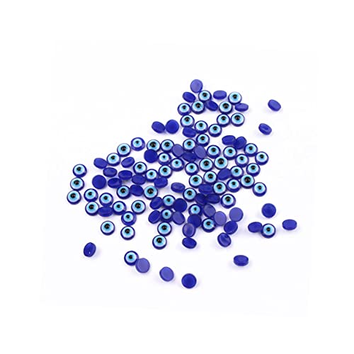 jojofuny 100 Stück Resin Augen-Perlen Blau Flachrund für Schmuckherstellung DIY Bastelperlen zum Auffädeln Armbänder Halsketten Kreative Handwerksprojekte von jojofuny
