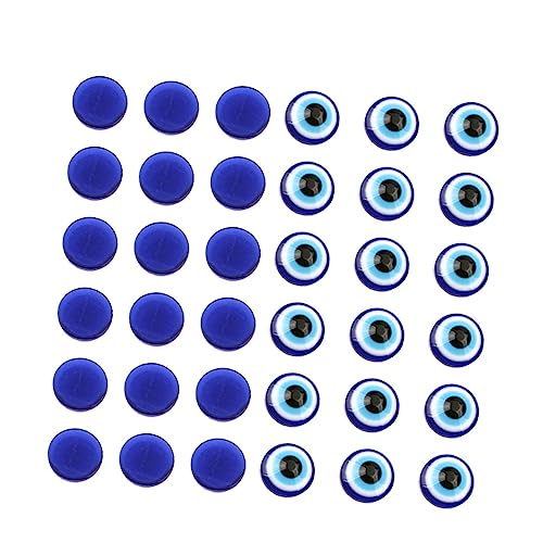 jojofuny 100 Stück Resin Evil Eye Perlen Blau Flach für Schmuck Basteln DIY Handwerk Armbänder Halsketten Zubehör Schmuckherstellung Kreative Dekoration von jojofuny