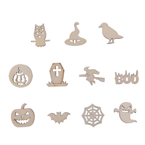 jojofuny 100 Stück Teiliges Halloween Holzchips zum Bemalen Natürliche Hohle Graffiti-holzstücke Vielseitige DIY Basteldekoration für Halloween Party Malspaß und Wandanhänger von jojofuny