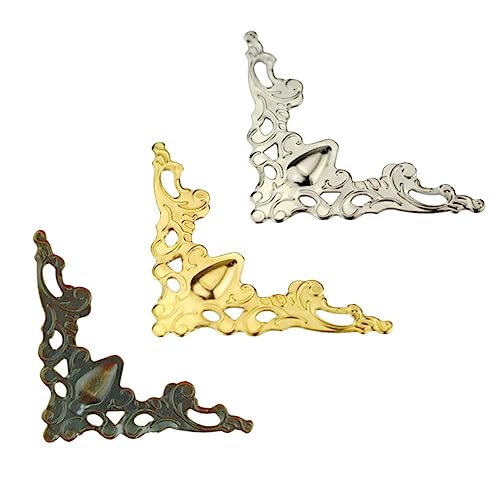jojofuny 105 Stück Teiliges Vintage Eckenschutz Metall Antike Bronze Gelb Weiß für Schmuckkästen Alben Notizbücher Installieren Elegantes Design für DIY Dekoration von jojofuny