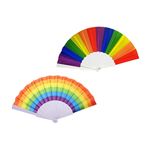 jojofuny 12 Stück Teiliges Bunte Faltfächer mit Regenbogen Design Leichte Praktische Tanz und Bühnenfächer Handlich Langlebig für Sommer Party und Dekoration von jojofuny