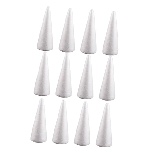 jojofuny 12 Stück Teiliges Weiße Schaumstoffkegel aus Solidem Polystyrol DIY Bastelzubehör für Weihnachtsbaumdekoration Kinderfreundliche Clay Accessoires für Tischmittelstücke und von jojofuny