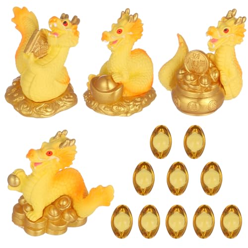 jojofuny 14 Stücke Chinesische Tierkreiszeichen Figuren Drachen Figuren 2024 Neujahr Deko Miniatur Ornamente Bonsai Feng Shui Reichtum Dekofigur Auto Armaturenbrett Deko Tischdeko von jojofuny