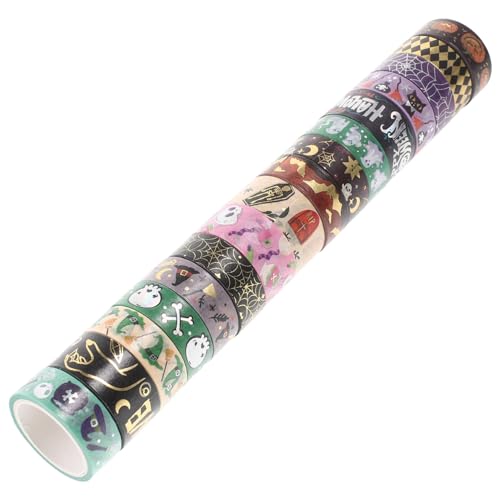 jojofuny 16 Rollen Teiliges Washi Tape Halloween Muster Dekoratives Klebeband für DIY Handwerk Vielseitiges Kreppband für Tagebuch Album Scrapbooking Glatten Oberflächen Tragbar und Leicht von jojofuny