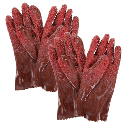 jojofuny 2 Paare Wiederverwendbare PVC Handschuhe mit Rutschfestem Griff Verschleißfest Flexibles Schlangendesign für Abfluss und Kanalreinigung Praktische Arbeitshandschuhe für von jojofuny
