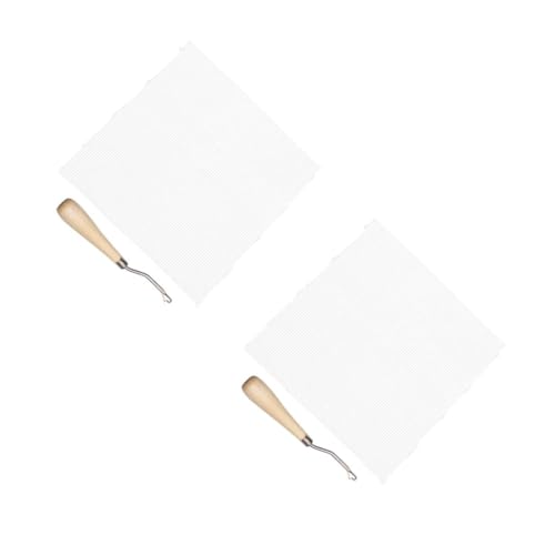 jojofuny 2 Sätze DIY Stickset für Anfänger mit Holzgriff Häkelnadel Netzstoff und Garn für Boden Decken und Kissenbezüge Nähzubehör für Kunsthandwerksliebhaber von jojofuny