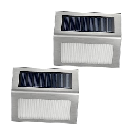 jojofuny 2 Stück 3 Sensorlicht edelstahlschale energiespar bewegungssensor Sonnenlicht solarleuchten für außen Solar-Traufenlicht Solarleuchten im Freien Rostfreier Stahl Garten Licht von jojofuny