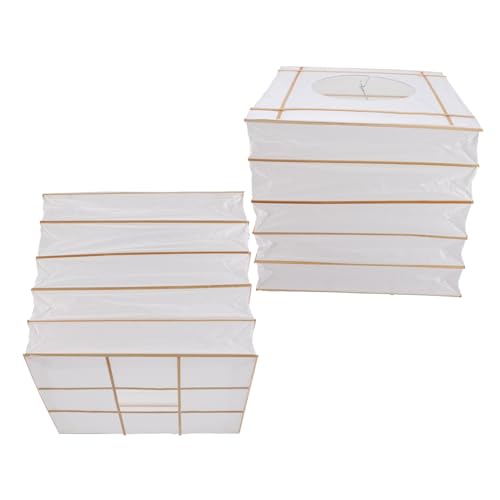jojofuny 2 Stück Faltbare Quadratische Papierlampenschirme Handgefertigt Weiß Origami Design Dekorative Hängende Lampenschirme Weiches Licht für Wohnzimmer Einfach zu Reinigen und Leicht zu von jojofuny