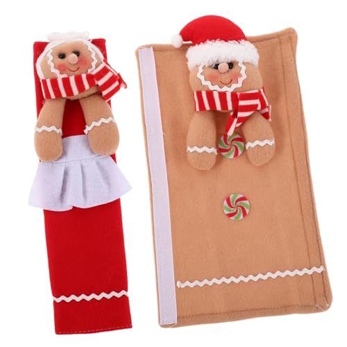 jojofuny 2 Stück Handschuhe für Kühlschrankgriffe küchengerät dekor Lebkuchen -Kühlschrankgriffabdeckungen Weihnachtsgriffschutz Weihnachten Küchenzubehör Urlaubsgeräteabdeckung Stoff von jojofuny