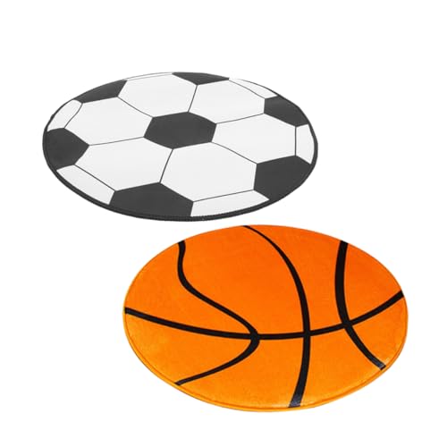 jojofuny 2 Stück Kissen Für Computerstuhl Ballteppich Bürostuhl Matte Fußball-thementeppich Stuhlmatte Für -Boden Schreibtischstuhlmatte Ballspielteppich Polyester von jojofuny