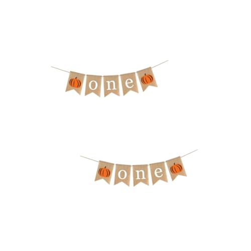 jojofuny 2 Stück Kürbisgeburtstagsflagge Amme Jute Sackleinenbanner Halloween Partydekorationen Erste alles Gute zum Geburtstag Wimpelkette Kürbis-Banner-Girlande Kürbis-Banner fallen von jojofuny