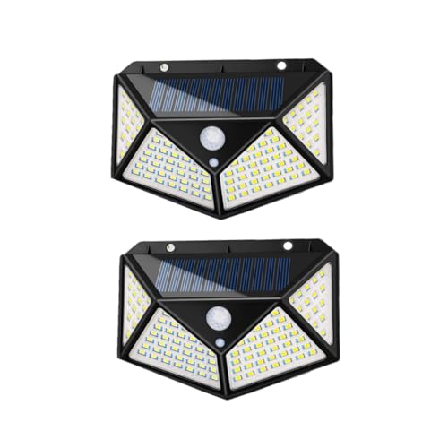 jojofuny 2 Stück LED Solar Motion Sensor Außenwandleuchten Superhell für Garten Einfahrt Terrasse Schwarz mit Wiederaufladbarem Akku und Einfache Montage von jojofuny