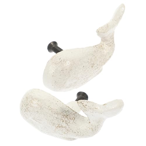 jojofuny 2 Stück Möbelgriff aus Gusseisen Weißer Wal Stil Robuster Schrankgriff mit Maritimem Design Langlebig und Dekorativ für Kleiderschränke Küchenmöbel Kindgerecht und Praktisch von jojofuny