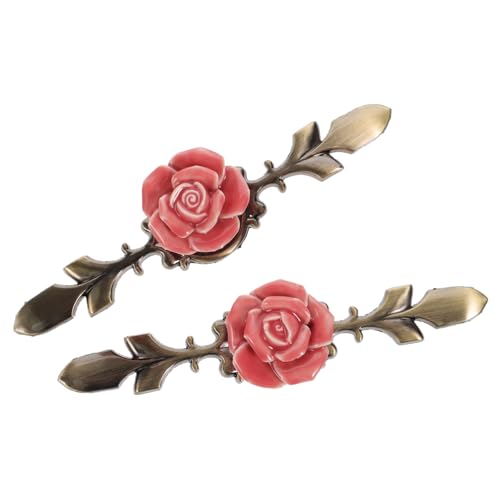 jojofuny 2 Stück Retro Möbelknöpfe mit Rosen drehgriff aus Keramik und Kupfer Rückplatte Antike Schrankknäufe für Kommoden und Küchenschränke Dekorativ und Langlebig von jojofuny