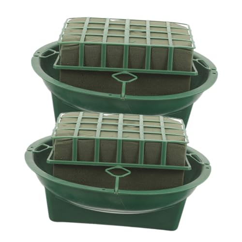 jojofuny 2 Stück Teiliges Blumenschaum Set mit Kunststoffschale Wasserabsorbierender Nasssteckschaum für Frische Blumenarrangements Langlebiger Blumenkäfig für DIY Floristik und von jojofuny