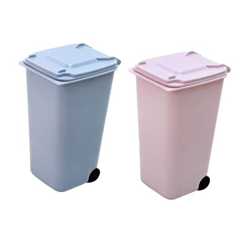 jojofuny 2 Stück Teiliges Mini Tischmülleimer Multifunktionale Desktop Abfalleimer ohne Deckel Farbiges Büro Wohnaccessoire Blau und Dekorativ für Schreibtisch und Zuhause von jojofuny