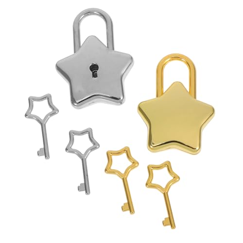 jojofuny 2 Stück Teiliges Stern Padlock Kleines Vorhängeschloss in Gold und Silber Leichtes Reise Vorhängeschloss für Tagebücher Rucksäcke Koffer DIY Zubehör für Geschenke von jojofuny