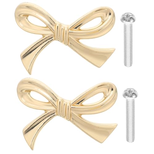 jojofuny 2 Stück goldene Schubladengriffe mit Schleife: Zinklegierungsknöpfe für den Kleiderschrank – stilvolle Ersatzbeschläge für Ziehgriffe – zarte goldene Schleifenknöpfe jojofuny 2 Stück goldene Schubladengriffe mit Schleife: Zinklegierungsknöpfe für den Kleiderschrank – stilvolle Ersatzbeschläge für Ziehgriffe – zarte goldene Schleifenknöpfe von jojofuny