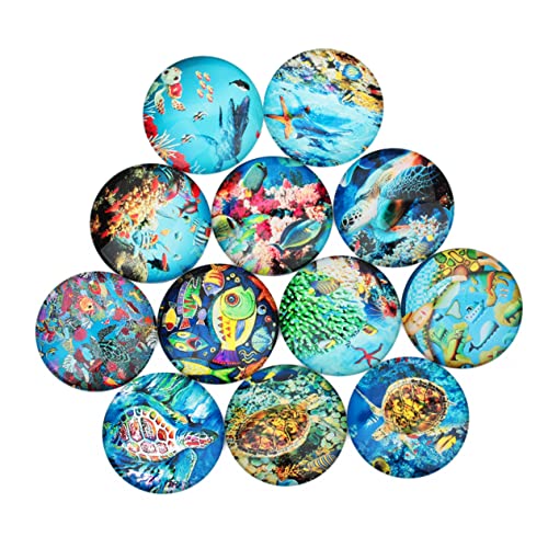 jojofuny 20 Stück Glasfleck Marine Life Sticker Runden Verzierungen Ozeanaufkleber Material Verschönerung Edelstein Edelsteine ​​glasaufkleber Runder Cabochon Aus Glas Schmuckaufnäher von jojofuny