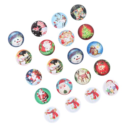 jojofuny 20 Stück Runde Glas Tiles mit Weihnachtsmuster Wasserfest Selbstklebend für DIY Schmuckdesign Schmuckzubehör Bastelmaterialien Geeignet für Ohrringe Manschettenknöpfe Dekoration von jojofuny