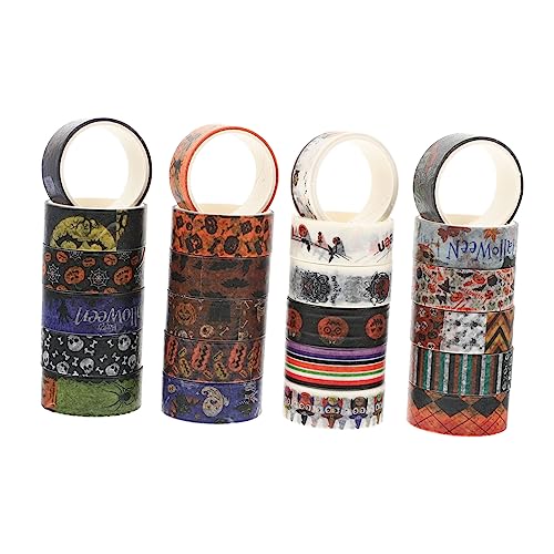 jojofuny 24 Stück Washi-Tape Dekoration halloween dekorative bänder dekoratives Band für den Urlaub Klebstoff Papier Klebeband Scrapbook-DIY-Klebebänder Halloween-Bastelbedarf Flüsterpapier von jojofuny