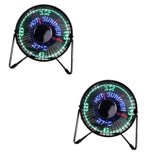 jojofuny 2St Ventilatoren fürs Büro USB-Desktop-Lüfter persönlicher Fan Tischventilatoren intelligente Uhr Büro-Fan herrenuhren Mini- USB-Uhr-Lüfter tragbar Tischlüfter LED reisen von jojofuny