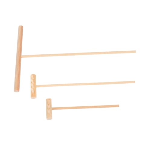 jojofuny 3 Stück Teiliges Mini Garten Rechen aus Holz Zen Garten Werkzeug für Tischdekoration und Sandkasten Stressabbauender Handrechen für Büro DIY Sandlandschaften Feng Shui Gestaltung von jojofuny