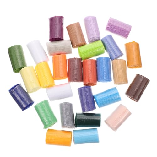 jojofuny 30 Rollen Farbiges Vorgeschnittenes Wollgarn Weiches DIY Strick Häkelgarn für Teppich Kissen Decke Langlebiges Hautfreundliches Material Vielseitig für Handarbeiten und von jojofuny