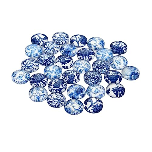 jojofuny 30stücke Gemusterte Steine Mit Flachem Boden Steinflicken Basteldekoration Zubehör Für Schmucktablett von jojofuny
